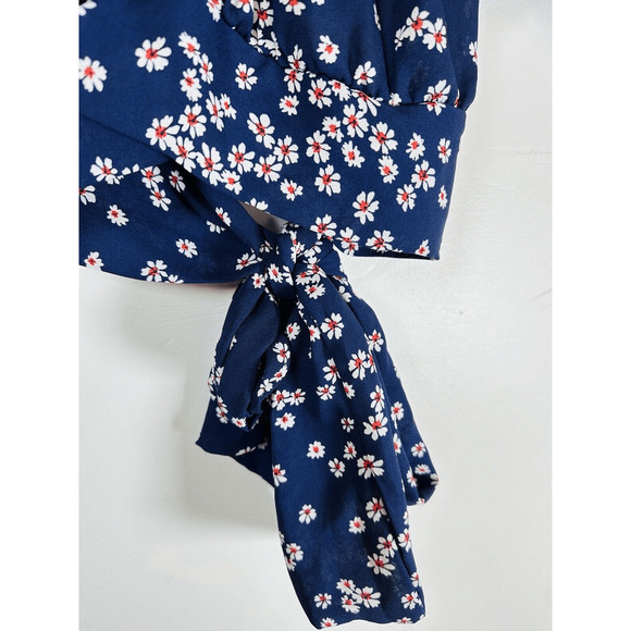 Windsor So Fab Ditzy Floral Crop Top Puff Sleeves Tie Back L GUC - Picture 9 of 13